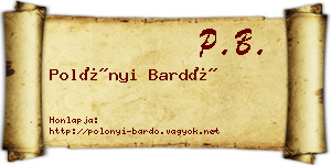 Polónyi Bardó névjegykártya